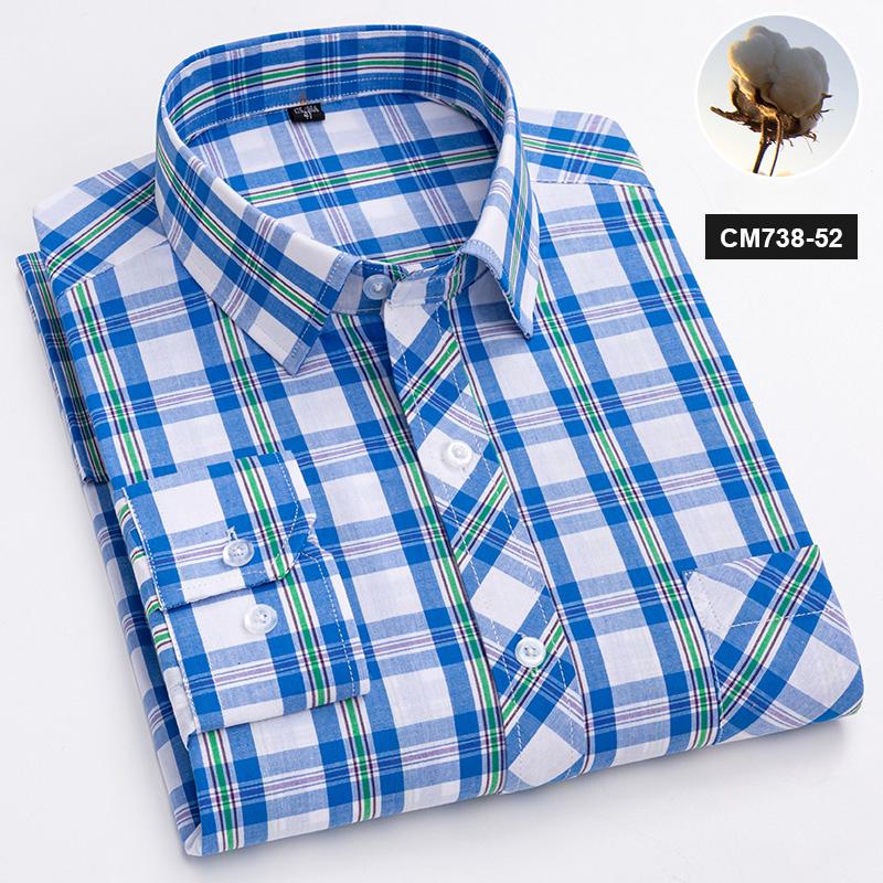 Neu im Hemd 100% Baumwolle Langarmhemden für Herren dünn slim fit formell einfarbiges Hemd karierte Designer-Oberteile Büro elegante Kleidung
