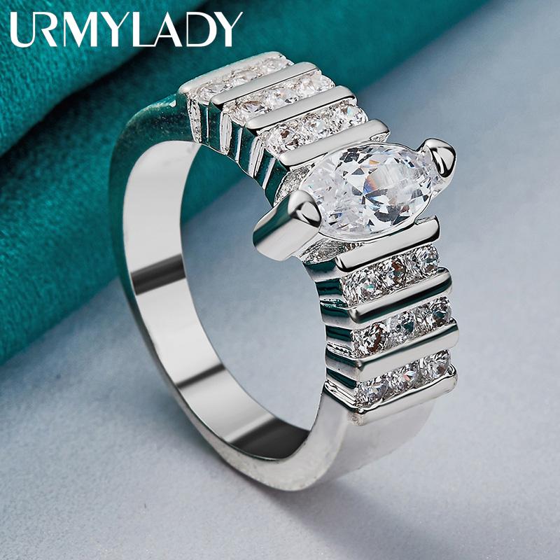 925 Sterling Silver Oval Zircon 7-10# Ring For Women Fashion Jewelry