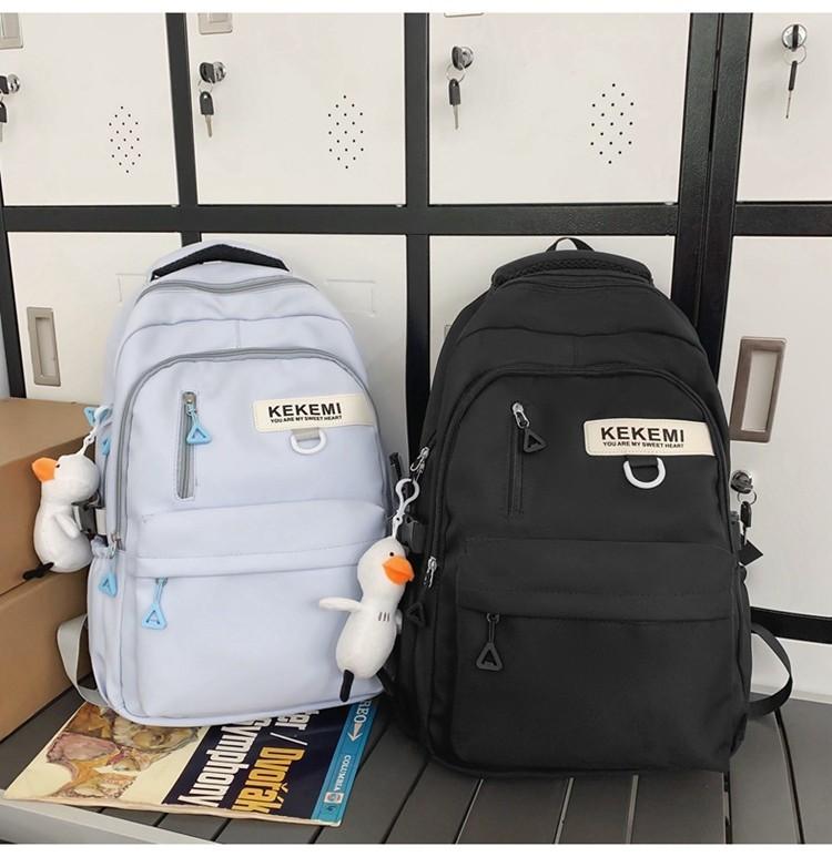 Large Capacity Nylon College Style Backpack For Men And Women High School Students Couples White