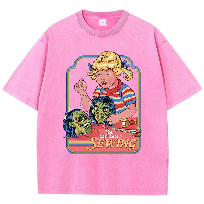 Můžete se naučit šít Potisk Dámské Opotřebované Tričko Letní Prodyšné Pratelné Tričko Streetová Móda Trička Ležérní Sportovní Cool Trička