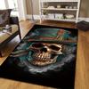 Elegant Gothic Skull Rug withTopHat for LivingRoom Decor UniqueHalloween Home Accessories Anti slip carpet can be machine washed