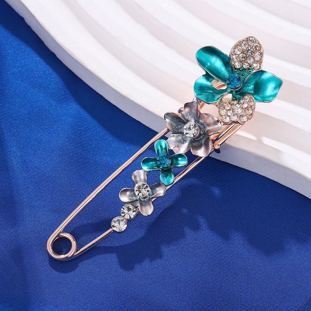 Rhinestones Flower Brooch Adjustable Waist Fastening Pins Versatile Brooches  Dress Decoration