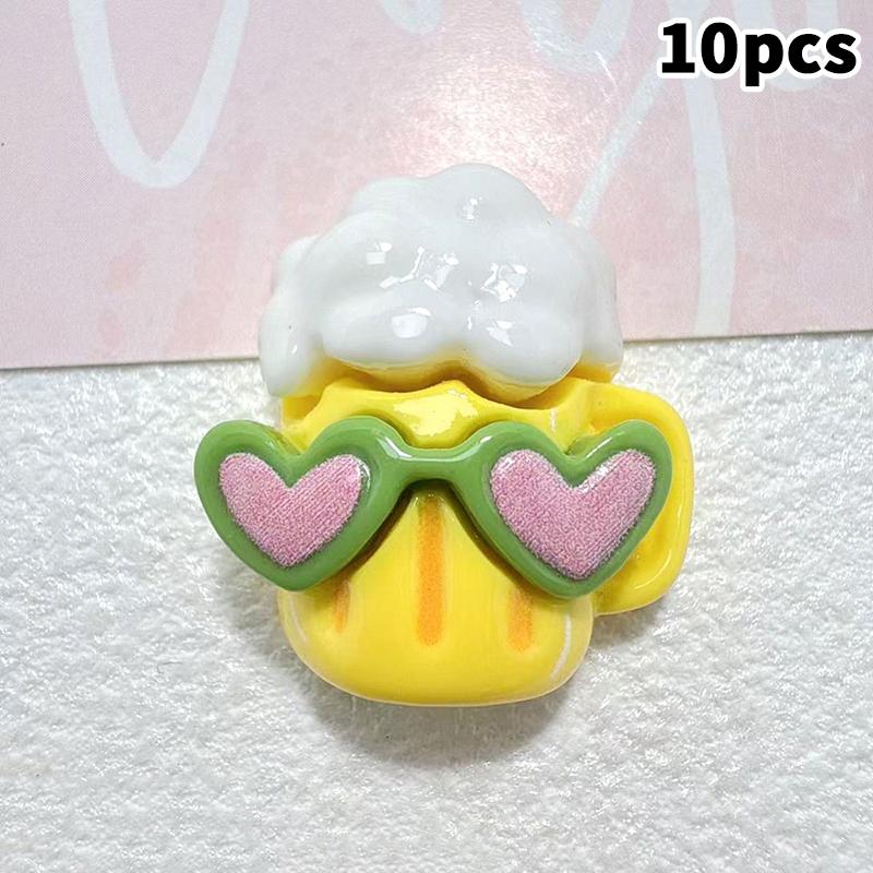 10PCS Resin Kawaii Colorful Cool Glasses Cartoon Strawberry Peach Pineapple Flat Back Stone Scrapbook Figurines DIY Decor Crafts