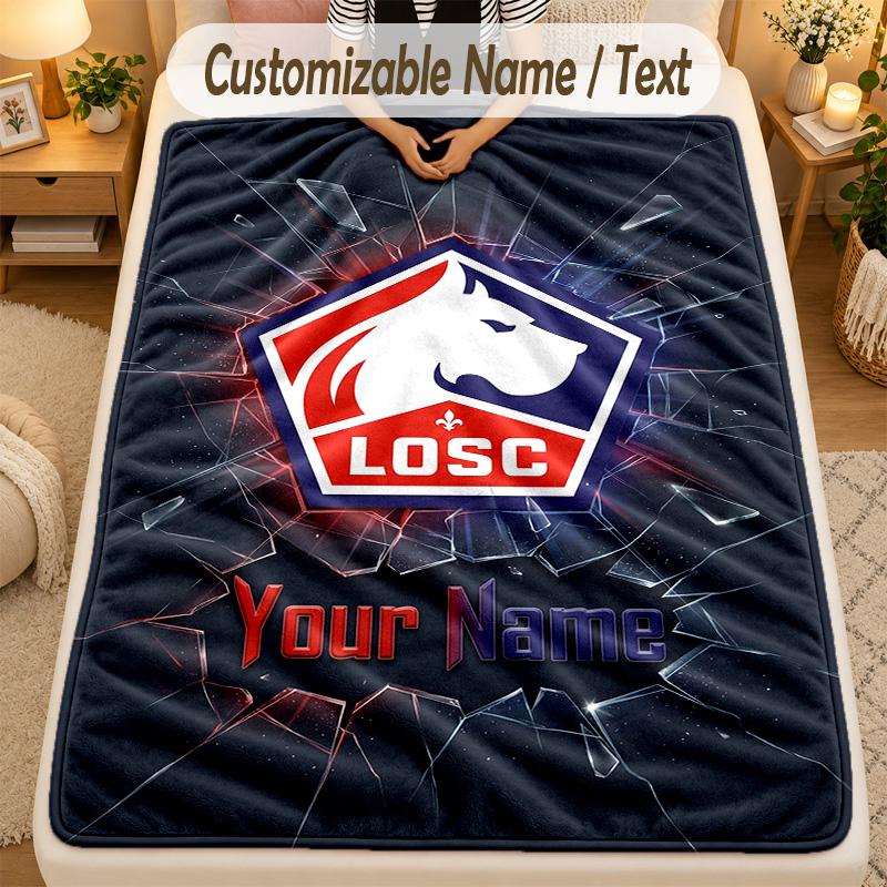 Flannel BlanketLOSC Lille Custom Name Text Personalized Soft Warm Throw Blanket Home Decor Gift