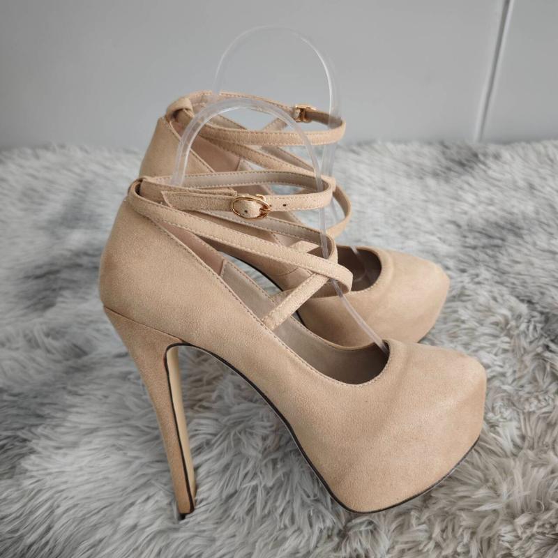 

Большой размер 44 элегантные женские туфли-лодочки сексуальные туфли с круглым носком и открытой пяткой на очень высоком каблуке на платформе и шпильках для вечеринок, свадеб и банкетов 37 телесный