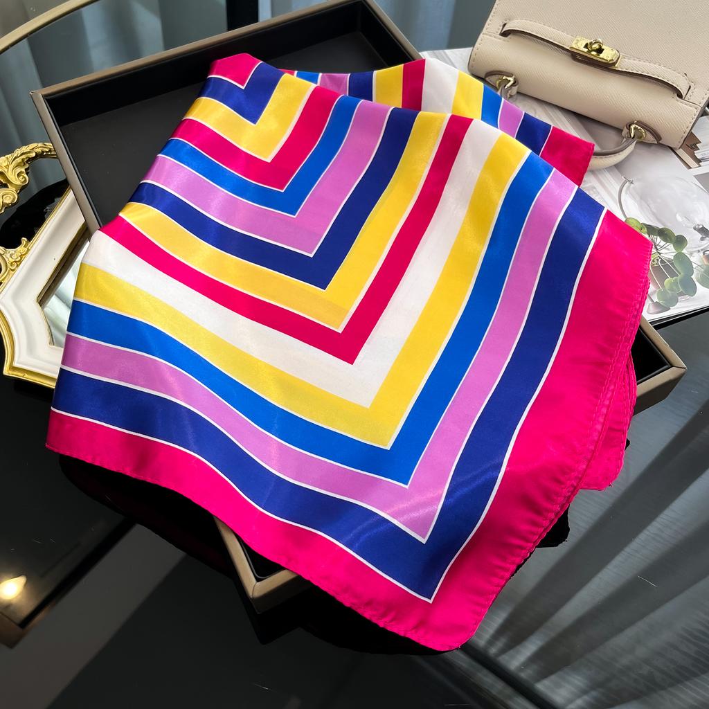 2025 New Luxury Square Silk Scarf for Women Hijab Hair Bands Neckerchief Female Satin Shawl Ribbon Headband Neck Fashion Bandana