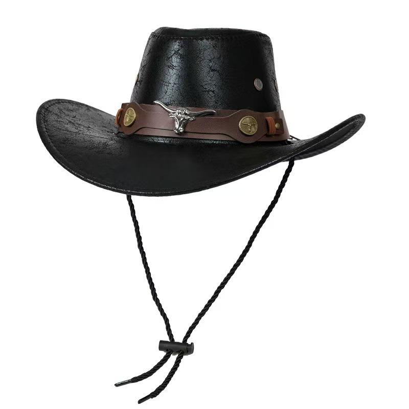 Leder Western Cowboyhut Stierkopf Zubehör Herren und Damen Cowboyhut Mode Reise Partyhut sombrero vaquero