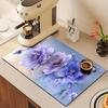 1Pcs Rubber Drying Mat With Floral Pattern For Coffee Shop Restaurant Kitchen Carpet Tableware Durable Diatom Mud Table Mat Pet Mat Coffeeware