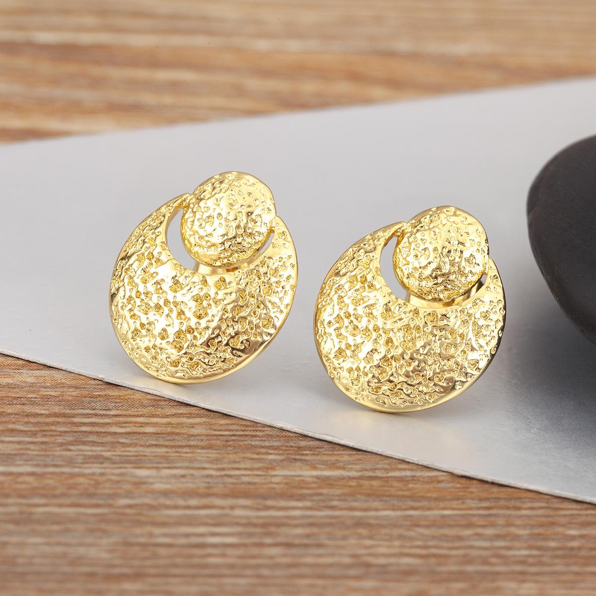 

Nidin Hot Sale Leaf/Moon Shape Irregular Geometric Stud Earrings For Women Female Copper Creative Design Ear Jewelry Accessories