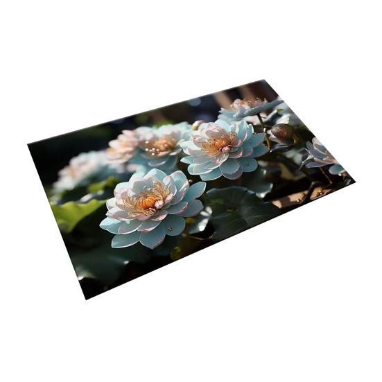 3D Visual Flower Diatom Mud Floor Rug Realistic Floral Doormat Anti-Slip Absorbent Mat for Bedroom Kitchen Bathroom Sofa Coffee Table