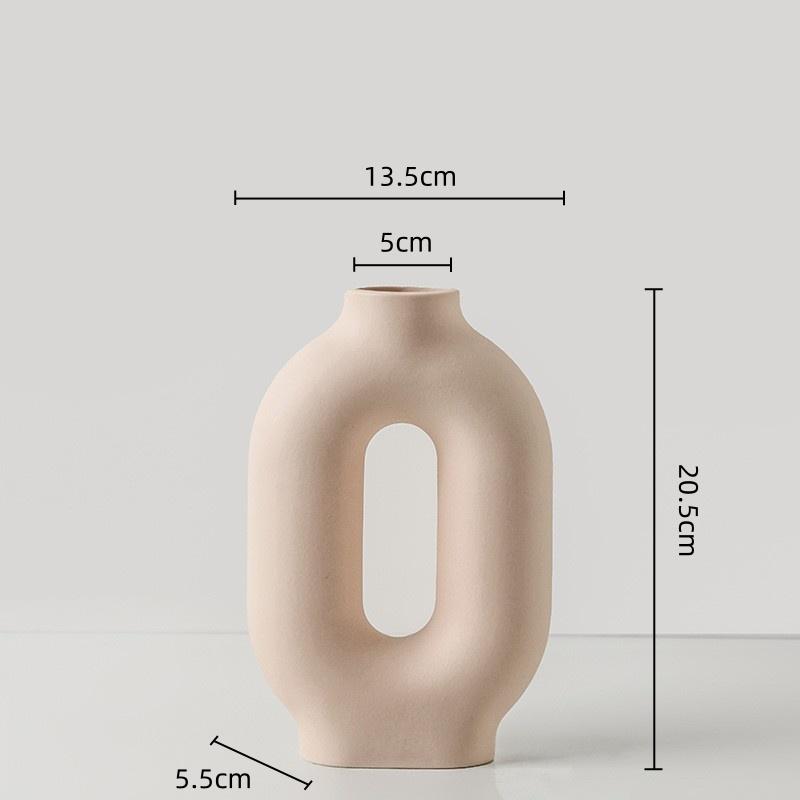 Creative Geometric Pipeline Ceramic Vase Hollowed-out Letters Flower Vase Flower Arrangement Accessories Flowerpot Home Decor