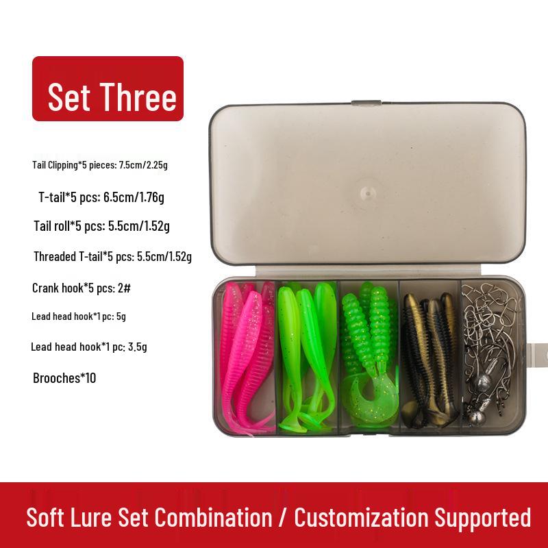 Zweifarbiges Weichköder-Köder-Set mit Bleikopfhaken - Grenzüberschreitendes Angelset