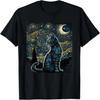 Gato Noite Estrelada Van Gogh Amante de Gatos Presentes Gato Mãe, Gato Pai Camiseta