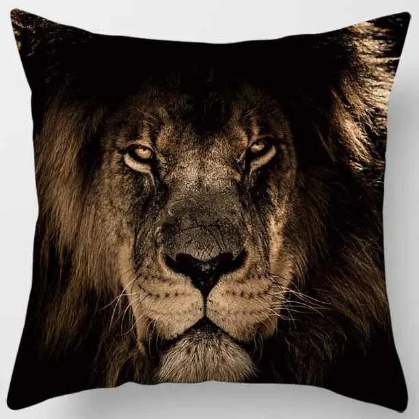 Animal World Tiger Lion Print Pattern Pillowcase Living Room Sofa Cushion Cover Bedroom Bedside Home Decoration 45x45cm