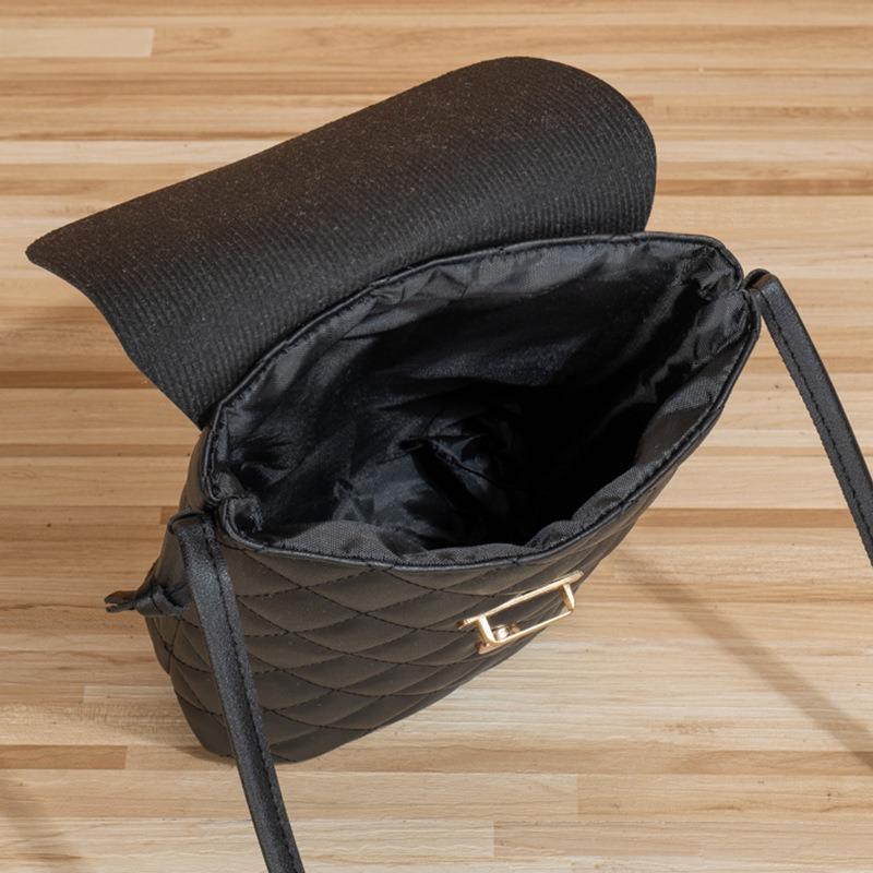 New simple casual rhombus embroidered oblique span mobile phone bag fashionable old flower contrasting color shoulder bag