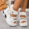Thick-soled large-size sandals New European and American thick-soled muffin Velcro casual sandals