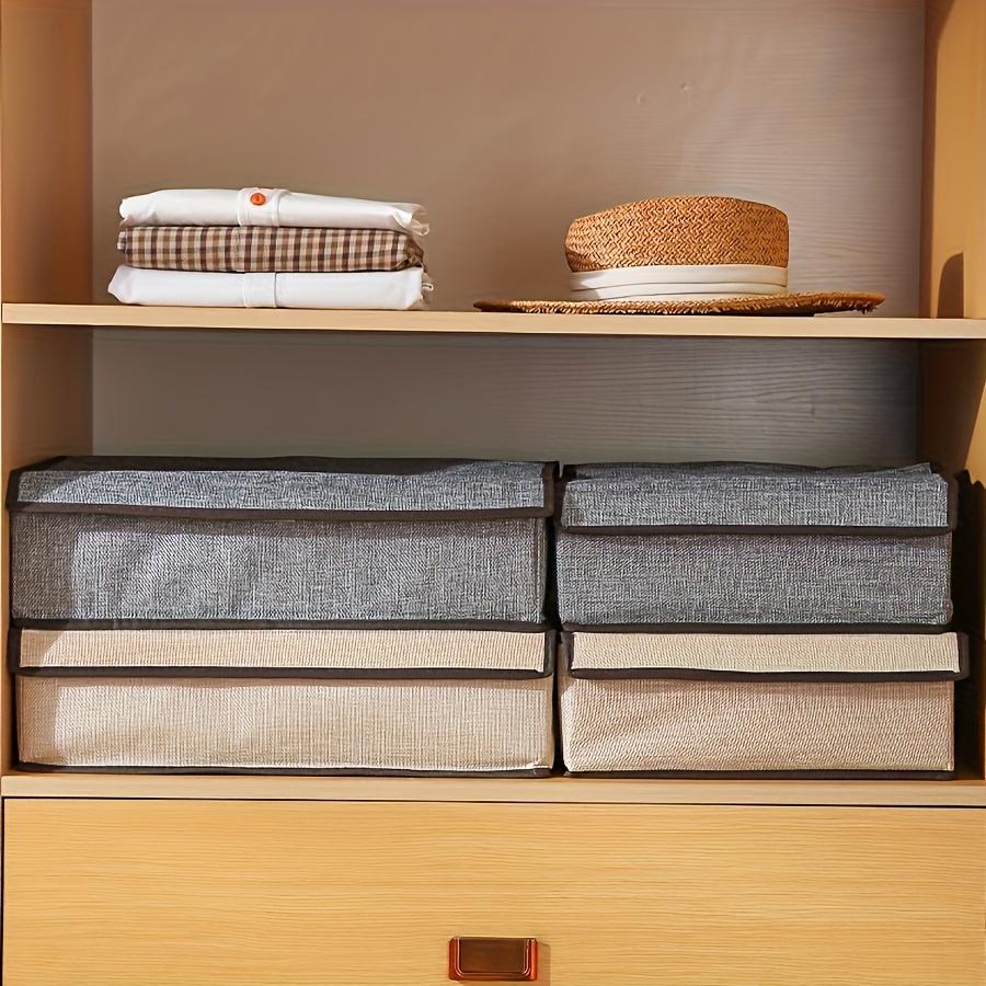 2-in-1 Foldable Fabric Storage Box with Lid, 13/17 Compartments, Beige/Grey Drawer Organizer for Bras, Socks, Ties, Space-Saving Closet Organizer