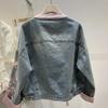Short Buckle Denim Coat Women Chinese Style Stand Collar Top Spring  Bomber Outerwear Fashion Street Jeans Jacket Female