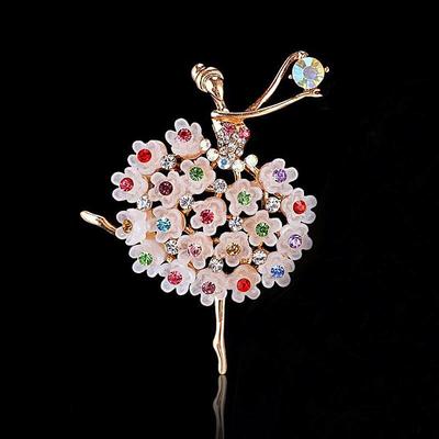 Elegant Ballerina Multi-Color Crystal Brooch & Lapel Pin Accessory