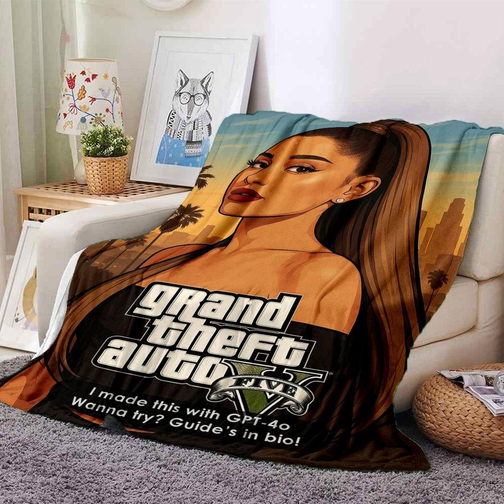 1 Stück Grand Theft Auto Weiche Flanelldecke mit Designer-Print Eine kuschelige Decke für alle Jahreszeiten, perfekt für das Sofa, Bett, Büro