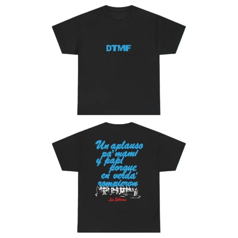 Fashion Hip Hop Clothes Zanger Bad Bunny DTMF Wereldtournee Merchandise Puur Katoenen T-shirt Voor Mannen En Vrouwen Zomer Mode Casual Korte Mouwen Shirt L blauw