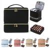 Double Layer Nail Polish Organizer Bag 30 Grids Large Capacity Essential Oil Storage Bag Handheld Makeup Bag for Nail Lovers