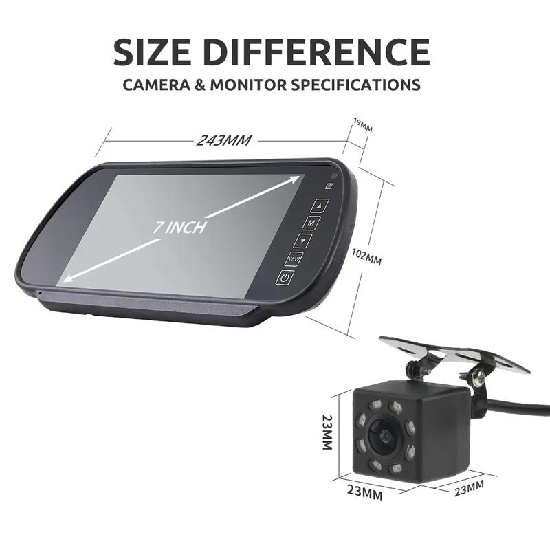 KTYDKP 7 Inch Car Rear View Camera with Mirror Monitor for Vehicle Parking Rervesing Camera with 7" TFT LCD HD Screen Universal