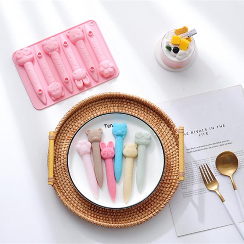Assorted Crayon Silicone Mold 3D Cartoon Animal Shape Chocolate Pen Cookies Candy Baking Recycling Ice Cube Tray Oven Safe Tool