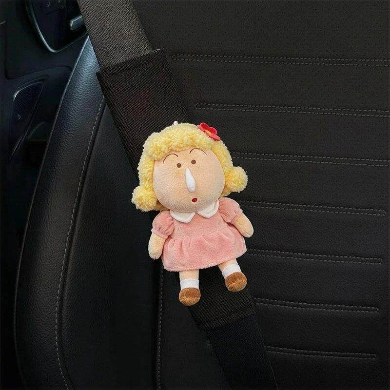 

2026 Car Seatbelt Shoulder Pad Cute Creative Cartoon Costume Anti-Strangling Car Interior Decoration for Men and Women Disguise Dumb-Black Shoulder Pads (Single)