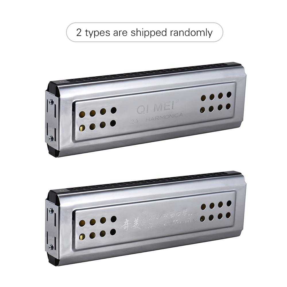 2-in-1 Tremolo Harmonica Mouth Organ Dural Key of C&G 24 Double Holes with 48 Reeds Free Reed Wind