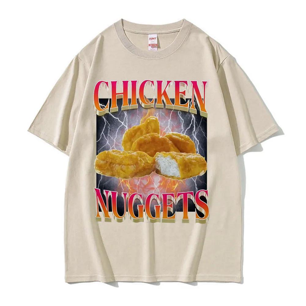 Lustige Hähnchen-Nuggets Vintage Stil Meme Grafik T-Shirt Damen Hip Hop Gothic Übergroßes T-Shirt Sommer T-Shirt