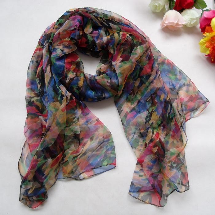 

Fall Winter Blue Silk Scarf Shawl Printed Fashion Women Brand Long Scarves New Spring Chain Design Ladies Neck Scarf