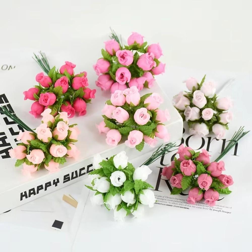 12 Huvuden Simulerad Rosbukett Silkesros Konstgjorda Blommor Heminredning Fotorekvisita