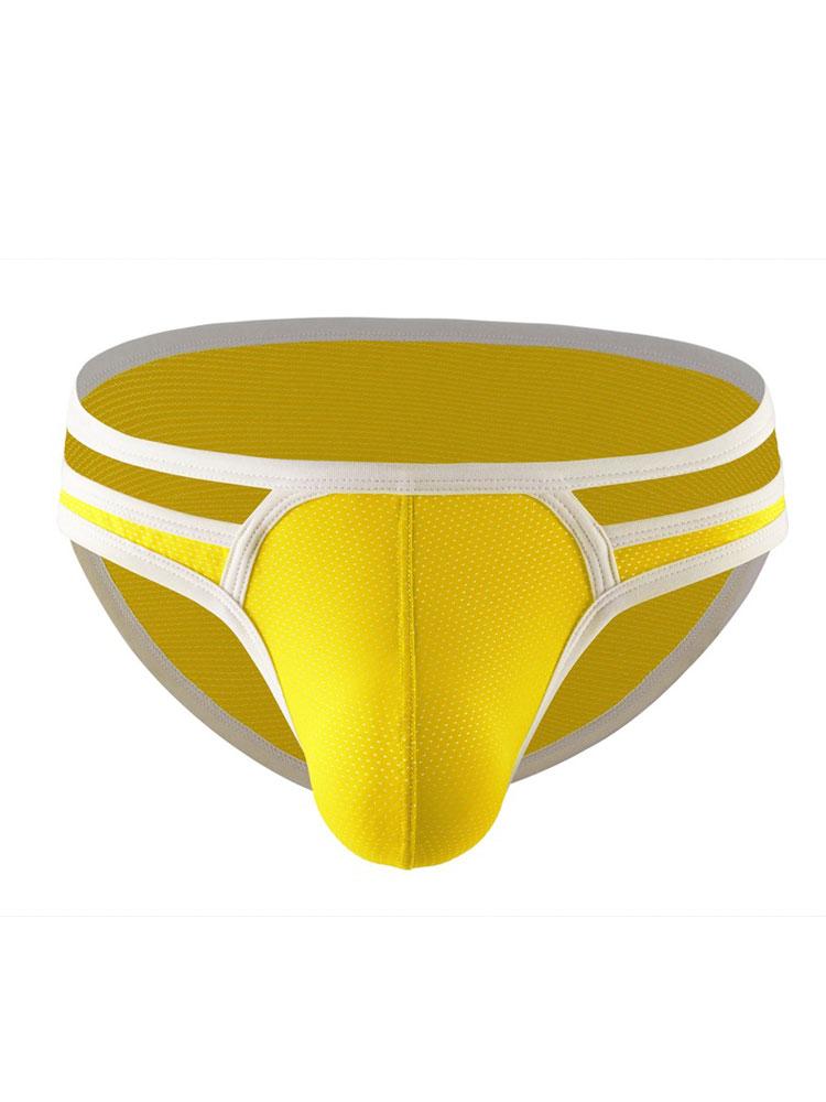 Men'S Low Waist Panties Patchwork Bikini Underwear Sexy Hollow Out Breathable Man Briefs U Bulge Pouch Sheath Underpants