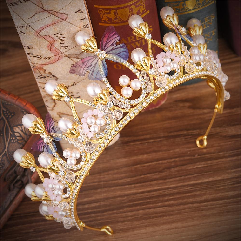 Brautlicher Barock-Hochzeitsschmuck im europäischen Stil, Schmetterlingskrone, Abendkleid, Hochzeitskleid-Accessoires