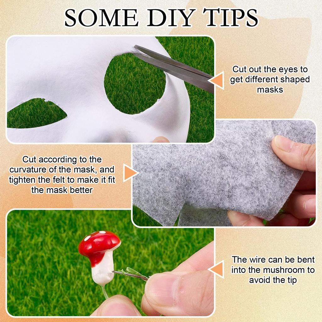 31Pcs DIY Therian Mask Kit Paper Blank Masks Half Face Hand-painted Cat Mask Set for Therian Gear Stuff Masquerade Cosplay Party