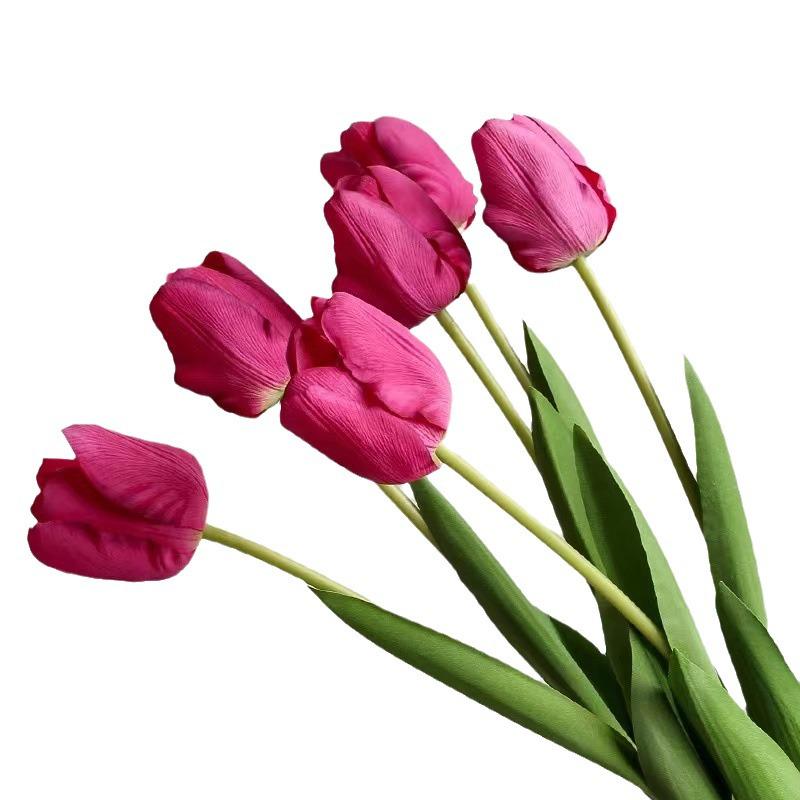 Hanyang Moisturizing Feel Artificial Tulip Flower for Decoration, Living Room or Photography, Pink and White