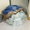 Blue And Gold Marble Outdoor Automatic Umbrella Sturdy 8Rib Shaft Compact Design Perfect For Outdoor Adventures Vibrant Pattern Umbrella Stylish Gift