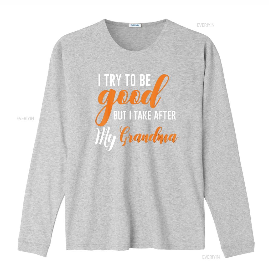 I Try To Be Good But Take After My Grandma Kids Boys Girls T Shirt Vintage Washed Designer Clothes Fashion Slightly Homme