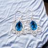 925 Sterling Silver Swiss Blue Topaz Gemstone Elegant Jewelry Earrings For Wife EE-40-8