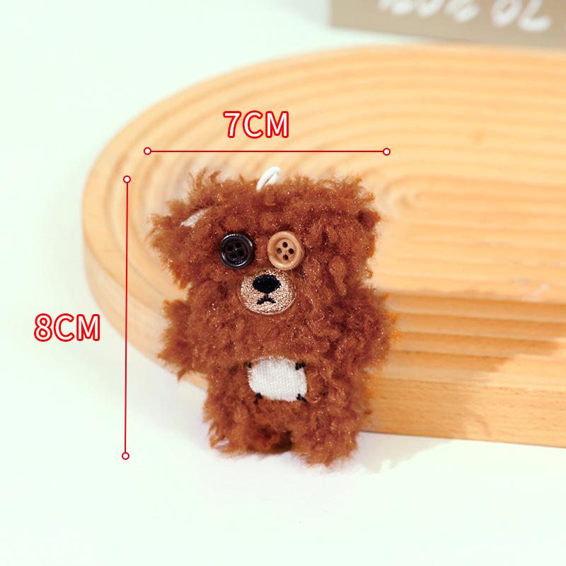 Cartoon Plush Bear Doll Keychain with Button Eyes
