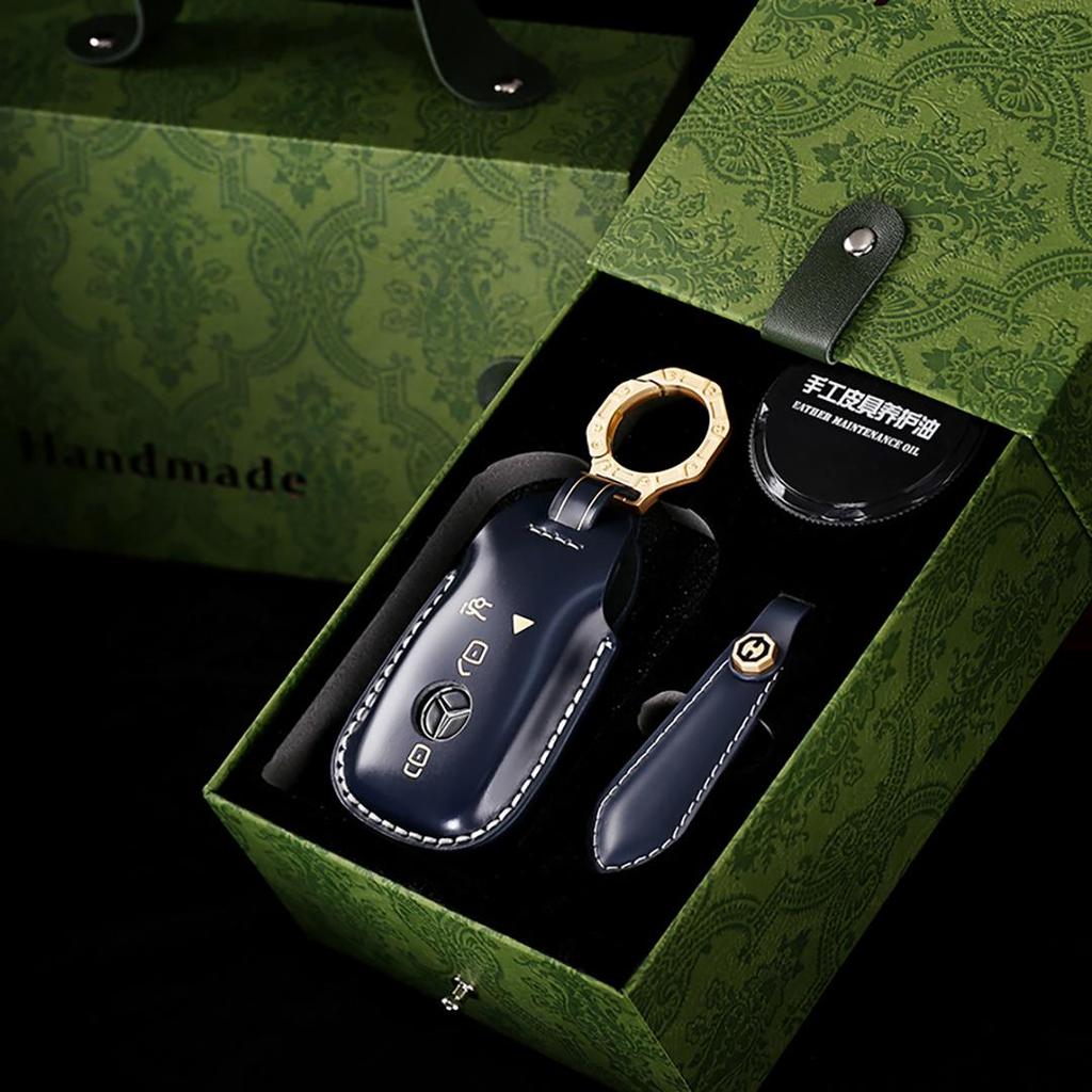 Suitable for 2025 Mercedes-Benz McBach S400 GLS350 Handmade Cowhide High-End Car Key Cover keychain car key case