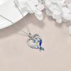 Luxury Female Crystal Blue Zircon Stone Heart Mermaid Pendant Necklace Vintage Silver Color Wedding  For Women