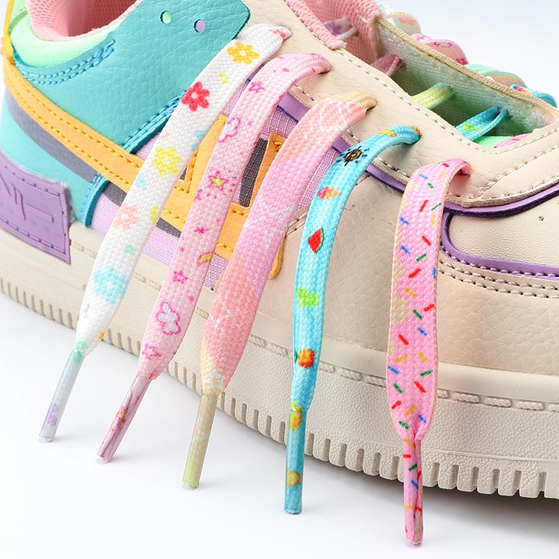 Duhové vysoké tkaničky Tenisové ploché tkaničky do bot Vzor potisku tkaničky pro tenisky Ženy Muž Dětská obuv Krajka Doplňky k botám