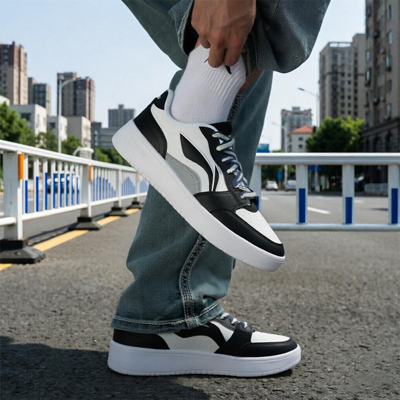 Li Ning Skateboard Shoes Men's Low Top White Black Blue White Shoelace AGCu567-1XD