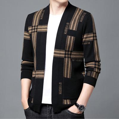 Cardigan Heren Trui Jas, Herfst Nieuwe Koreaanse Versie Mode Trend Splicing Gebreid Knappe Jas Heren Top