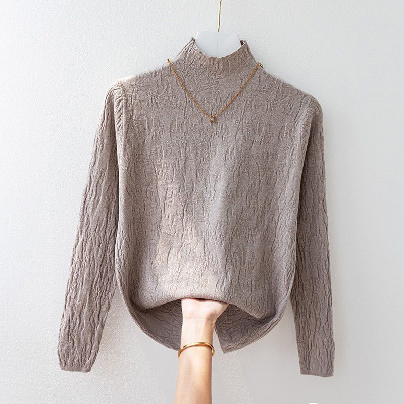 Undercoat for Women In Autumn and Winter Coat and Sweater Half High Neck Knitted Sweater Top
