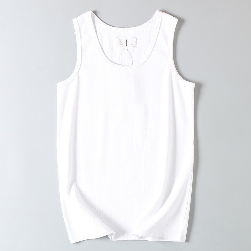 Export Surplus Heavy-Duty 320g High-Elastic Ribbed Breathable Casual American-Style Tank Top Vest Men's Summer T-Shirt