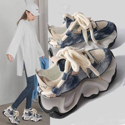Spring  Old Polish Color Trendy Soft Leather Old Breathable Casual Sports Shoes Women
