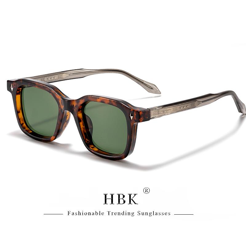 HBK Occhiali da Sole Quadrati Eleganti da Uomo Montatura alla Moda Aste con Punte Vintage Occhiali da Viaggio Business Party Regalo UV400